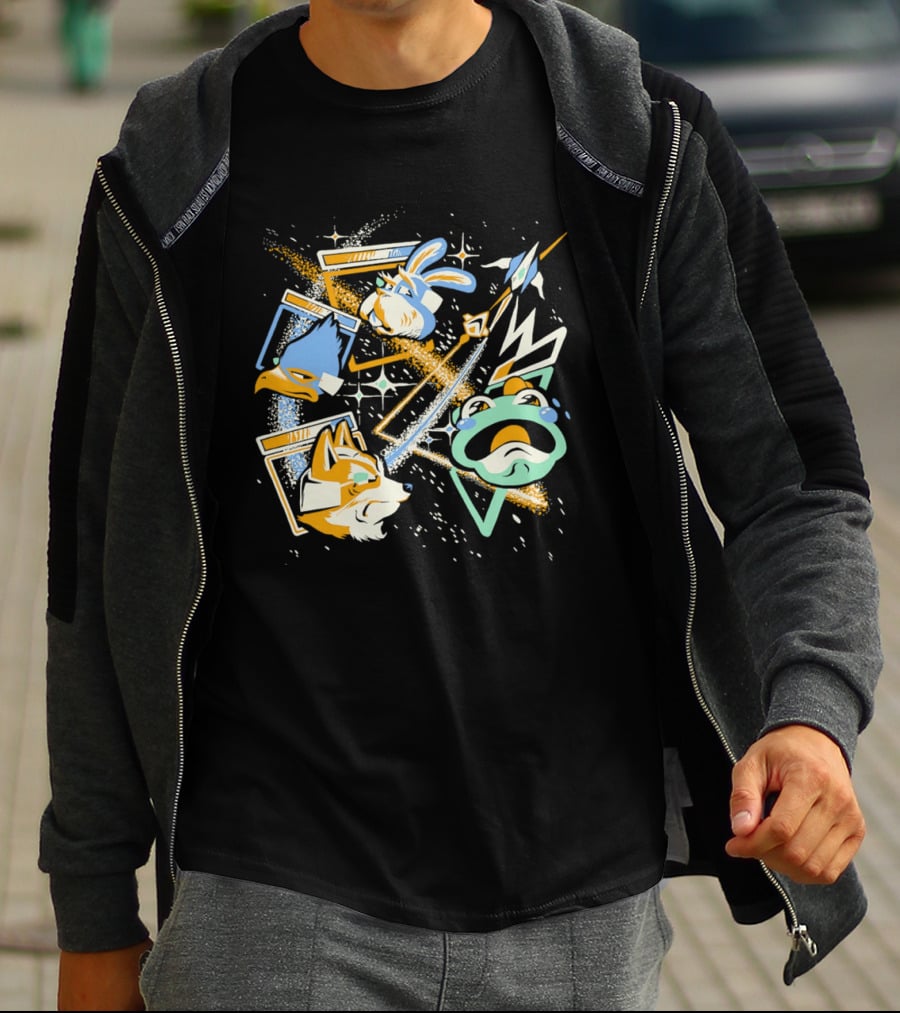 Star Fox Slippy Toad Peppy Hare Falco Lombardi Retro Game Characters T-Shirt
