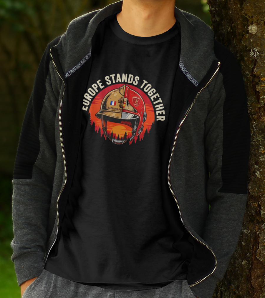 Europe Stands Together Sapeurs Pompiers Bomberos France Spain Firefighter Solidarity T-Shirt