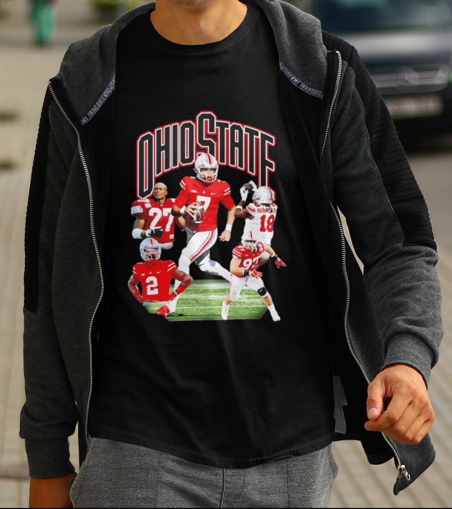 Ohio State Football Collage Featuring Harrison Jr And Star Players T-Shirt