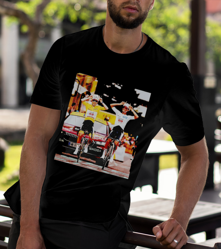 Tadej Pogačar Isaac Del Toro UAE Team Emirates Cycling Skoda Tour Celebratory Finish T-Shirt