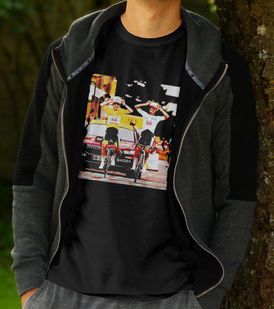 Tadej Pogačar Isaac Del Toro UAE Team Emirates Cycling Skoda Tour Celebratory Finish T-Shirt