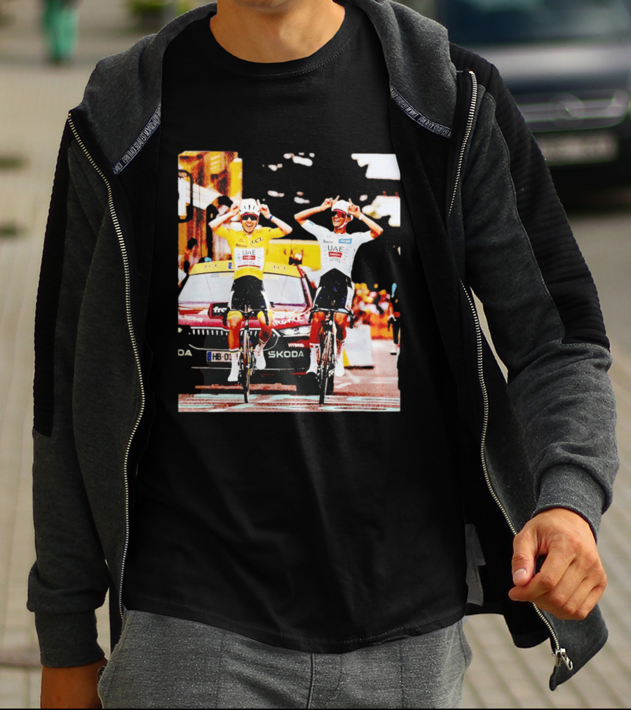 Tadej Pogačar Isaac Del Toro UAE Team Emirates Cycling Skoda Tour Celebratory Finish T-Shirt