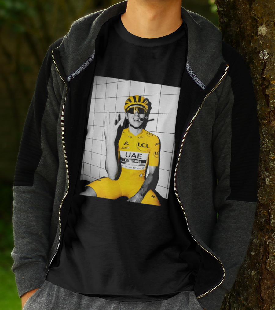 Tadej Pogačar UAE Emirates LCL Yellow Jersey Cycling Champion T-Shirt