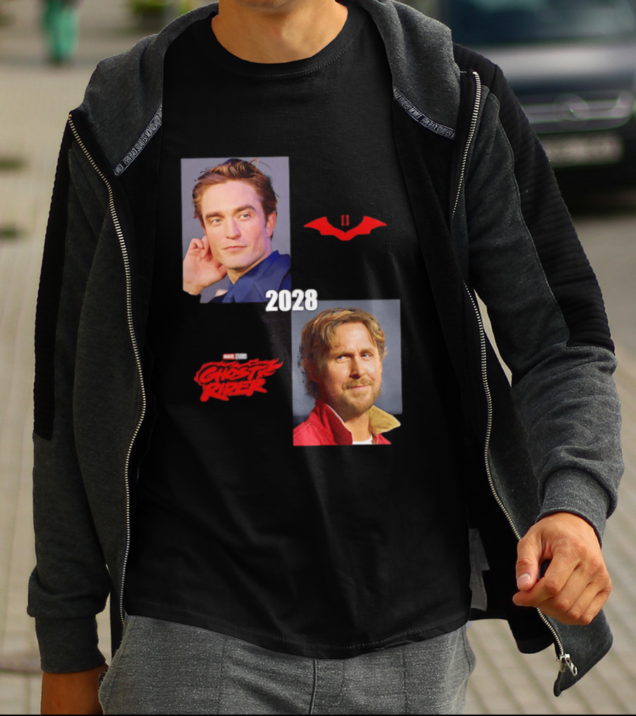 The Batman 2 2028 Marvel Studios Ghost Rider Robert Pattinson Ryan Gosling T-Shirt