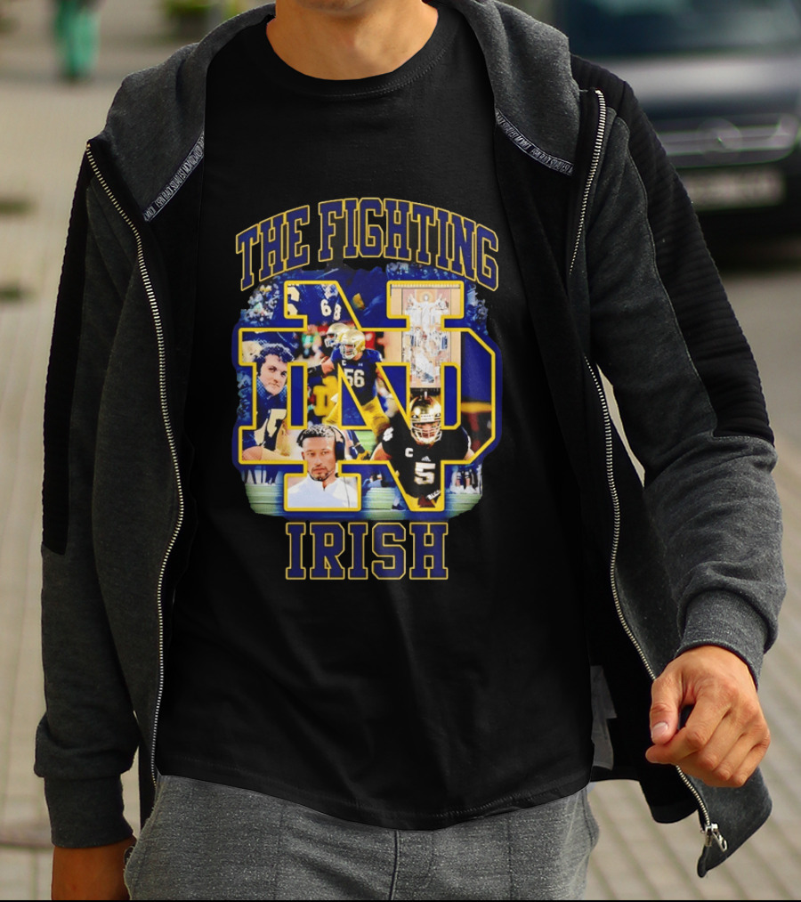 The Fighting Irish Notre Dame Collage With Marcus Freeman Players T-Shirt