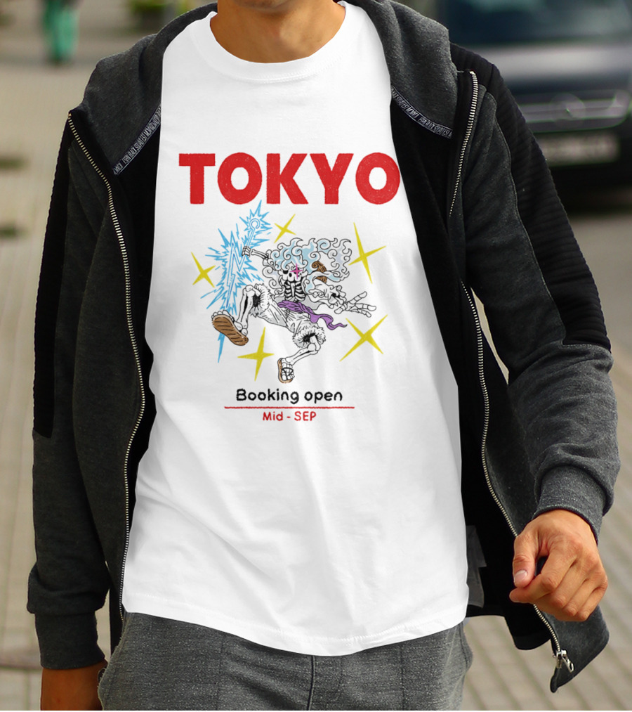 Tokyo Booking Open Mid Sep One Piece Luffy Skeleton Burst T-Shirt