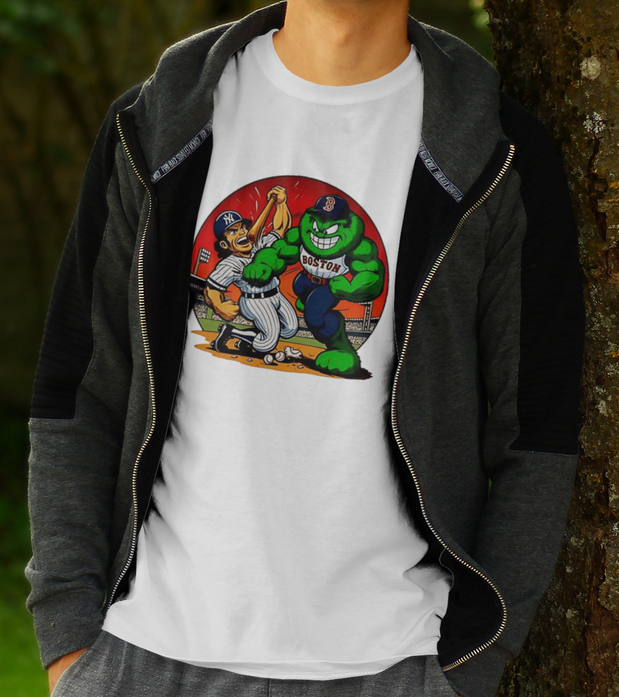 Boston Red Sox Vs New York Yankees Rivalry Cartoon Monsters Showdown T-Shirt