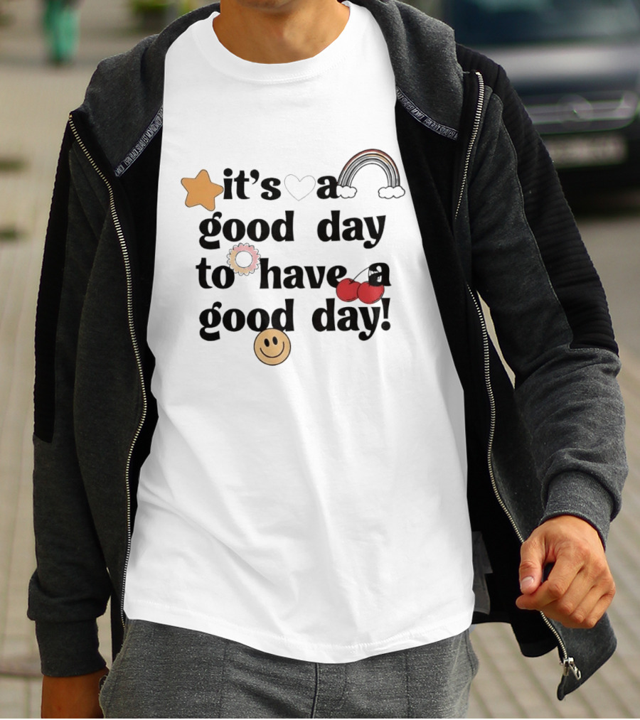It's A Good Day To Have A Good Day Star Heart Rainbow Cherries Smiley T-Shirt