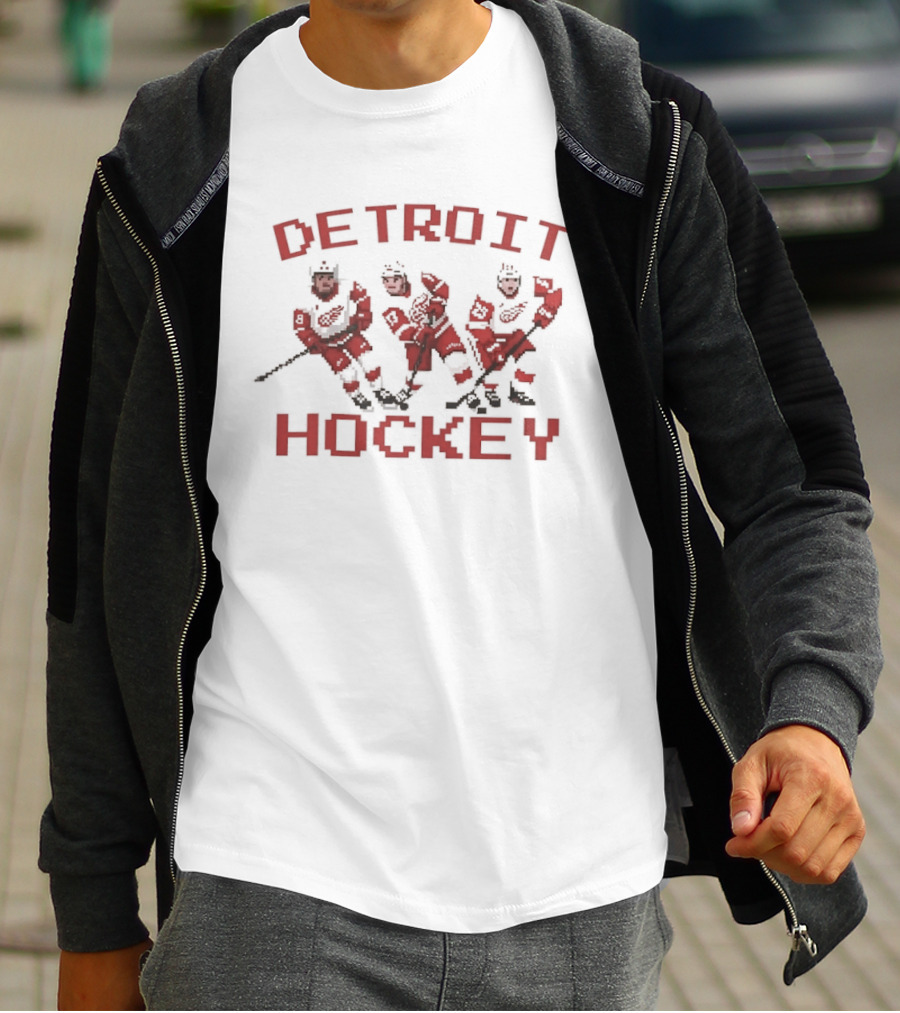 Detroit Red Wings Hockey Pixel T-Shirt