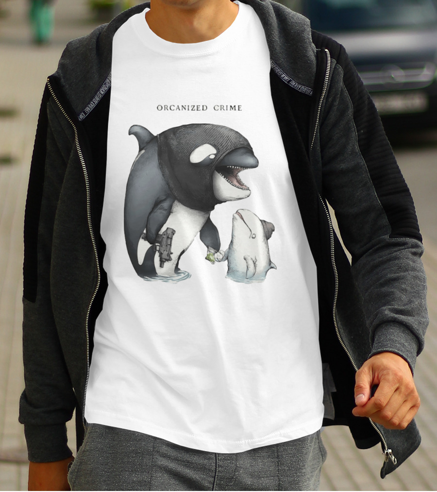 Orcanized Crime Dolphin 2026 Gun And Fish Transaction T-Shirt