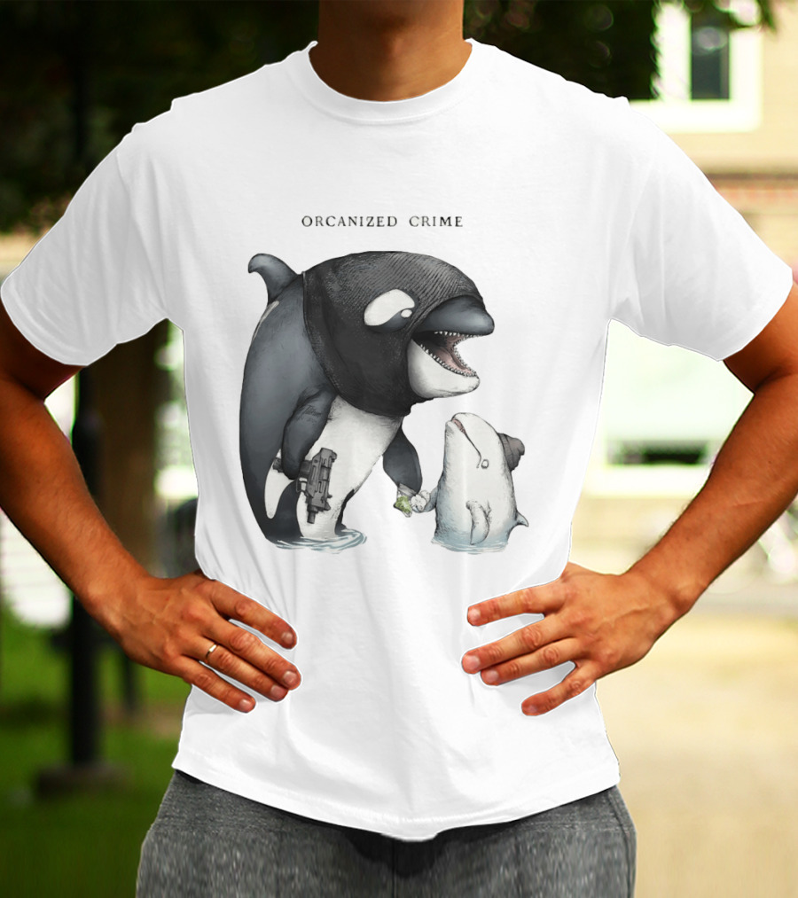 Orcanized Crime Dolphin 2026 Gun And Fish Transaction T-Shirt