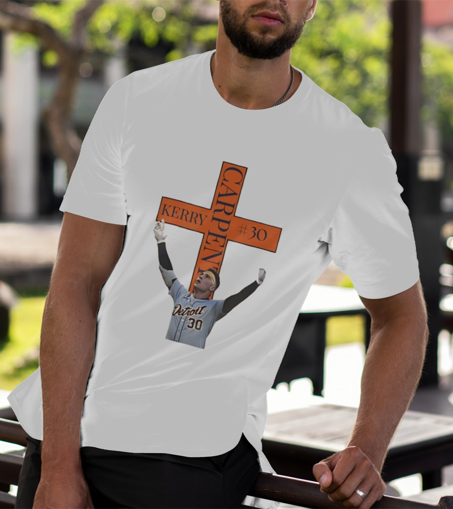 Kerry Carpenter Detroit Tigers #30 Praise The Lord Cross T-Shirt