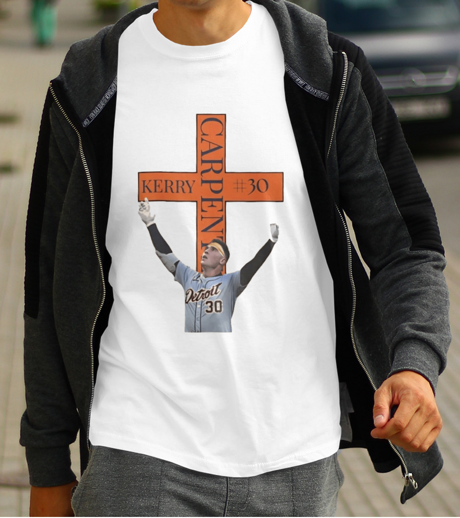 Kerry Carpenter Detroit Tigers #30 Praise The Lord Cross T-Shirt
