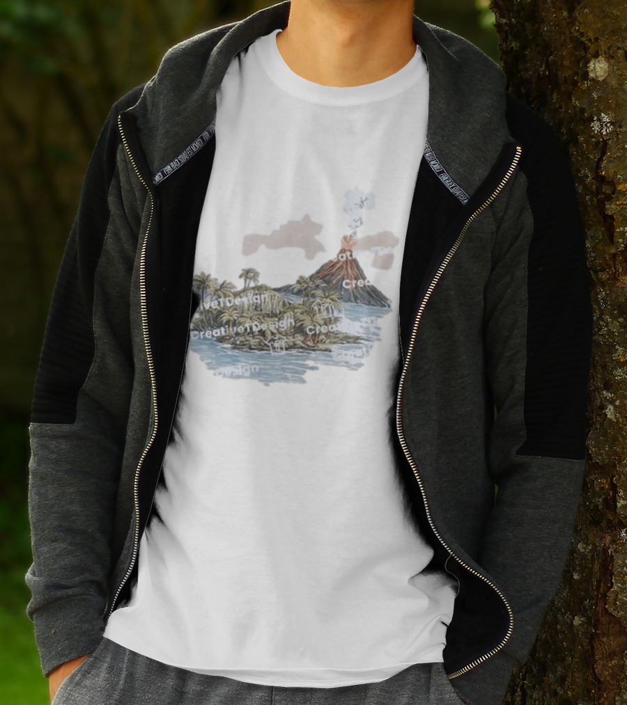 Lava Flow Volcano Tropical Island Creative T-Shirt