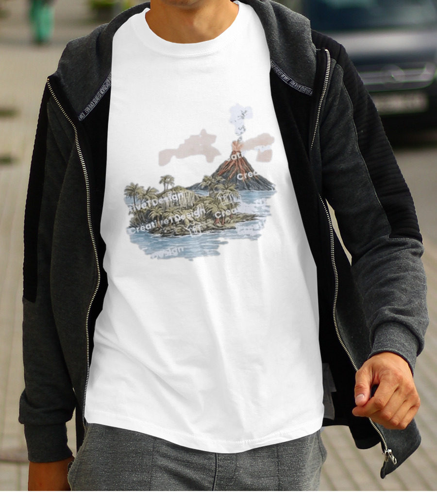 Lava Flow Volcano Tropical Island Creative T-Shirt
