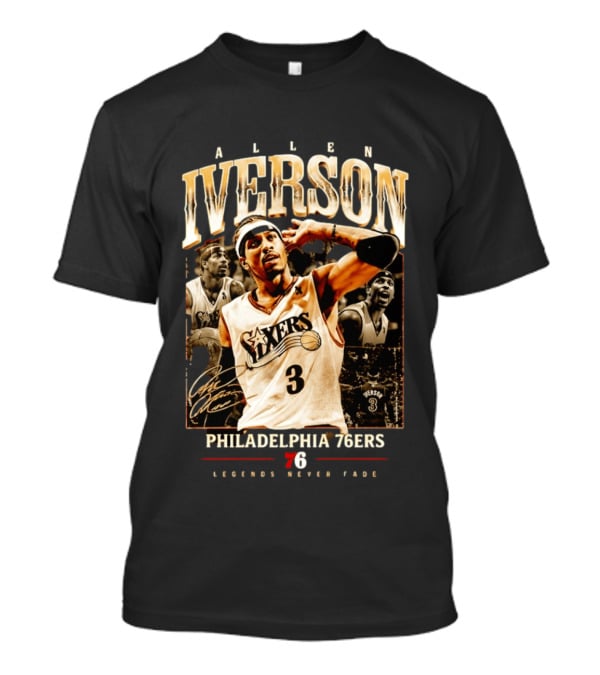 Allen Iverson Philadelphia 76ers Legends Never Fade Basketball Icon Number 3 T-Shirt