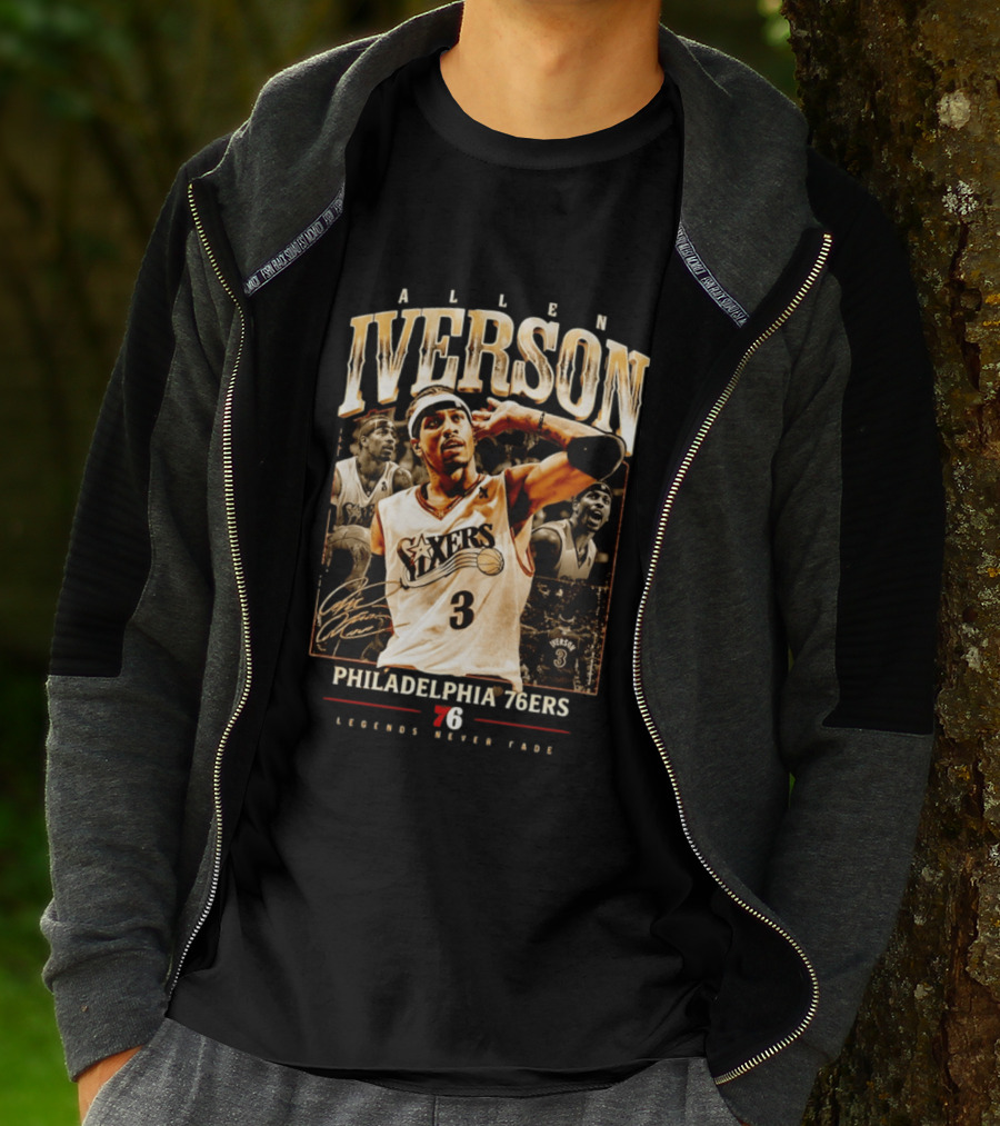 Allen Iverson Philadelphia 76ers Legends Never Fade Basketball Icon Number 3 T-Shirt