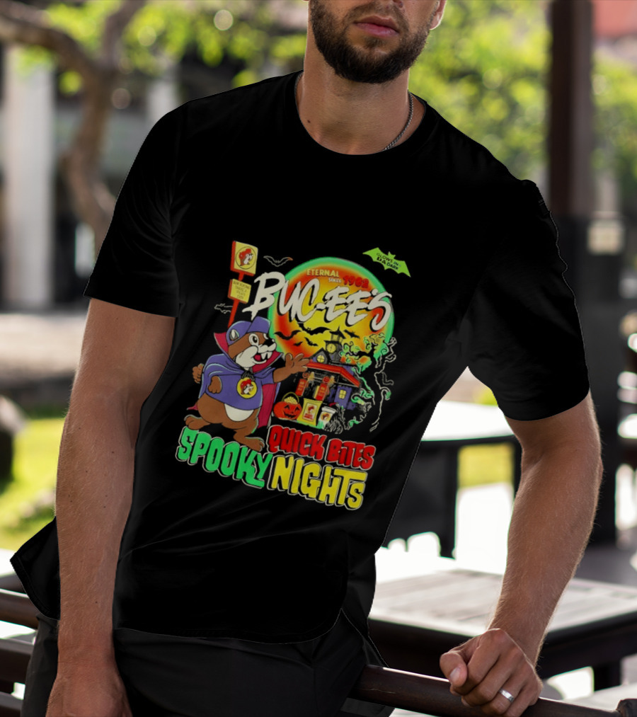 Buc Ee's Eternal Since 1982 Quick Bites Spooky Nights Halloween Glow In The Dark T-Shirt
