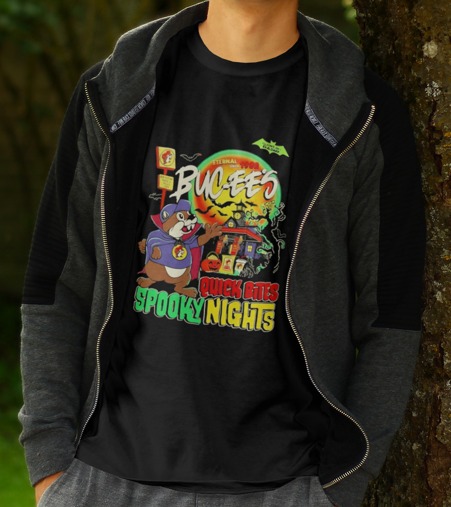 Buc Ee's Eternal Since 1982 Quick Bites Spooky Nights Halloween Glow In The Dark T-Shirt