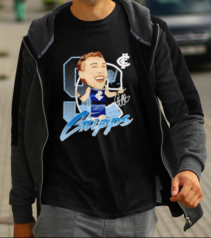 Carlton FC Patrick Cripps Caricature With Signature T-Shirt