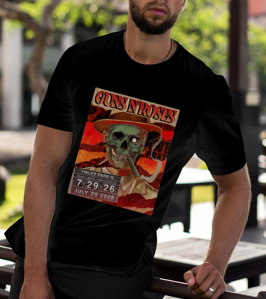 Guns N Roses Tinley Park IL July 29 2026 Concert Credit Union 1 Amphitheatre T-Shirt