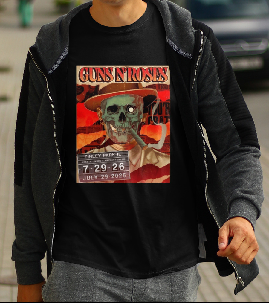 Guns N Roses Tinley Park IL July 29 2026 Concert Credit Union 1 Amphitheatre T-Shirt