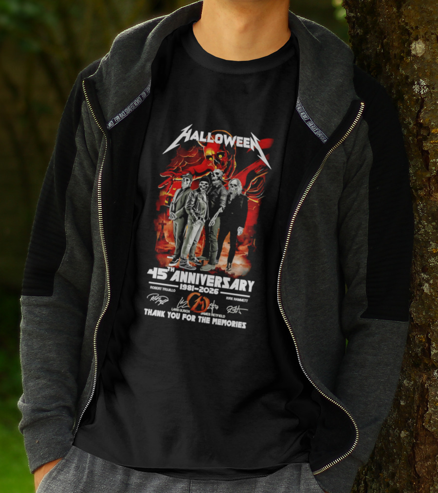 Halloween 45th Anniversary 1981 2026 Robert Trujillo Lars Ulrich James Hetfield Kirk Hammett Thank You For The Memories T-Shirt