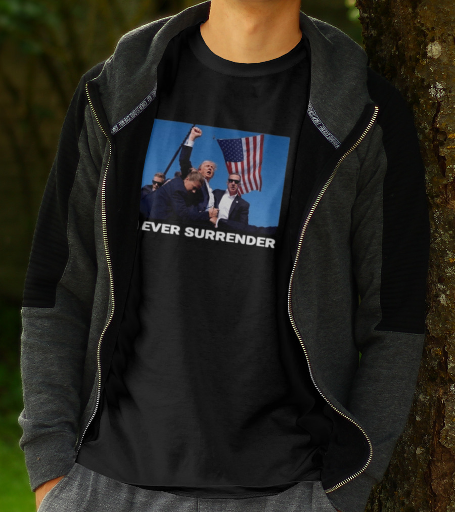 Never Surrender American Flag Political T-Shirt
