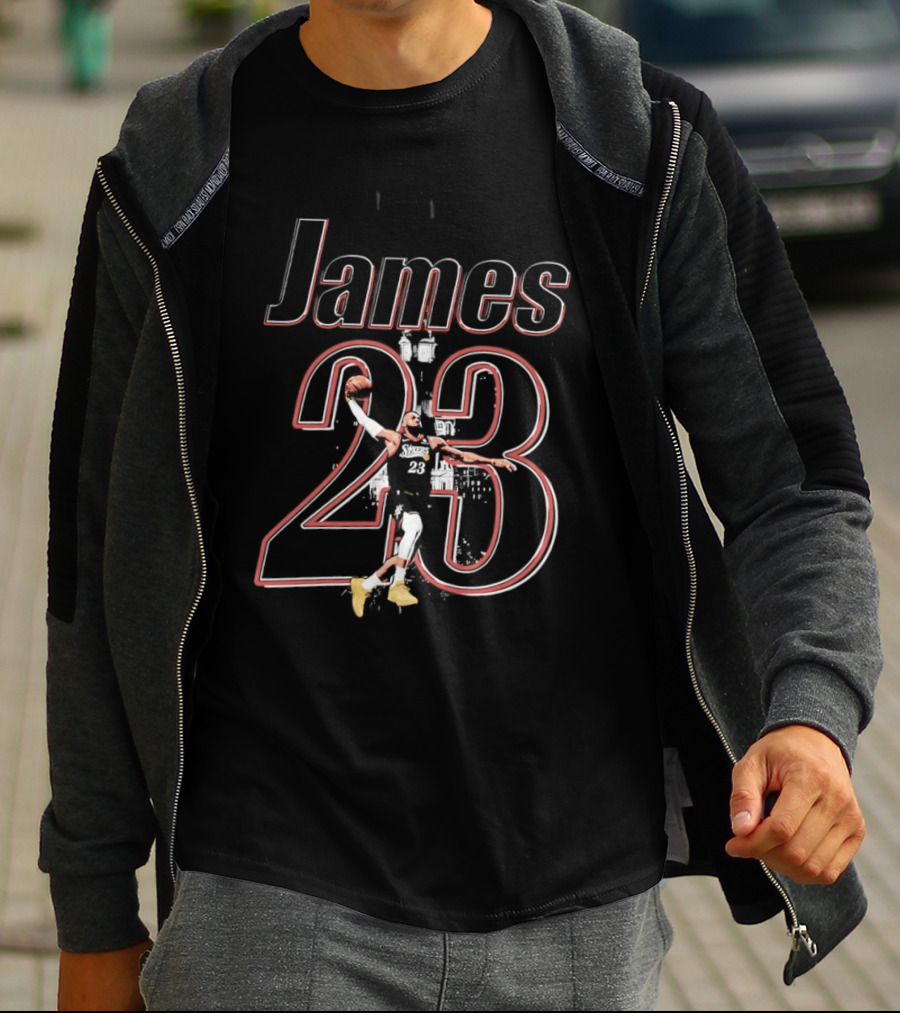 James 23 Basketball Player Action Dunk T-Shirt