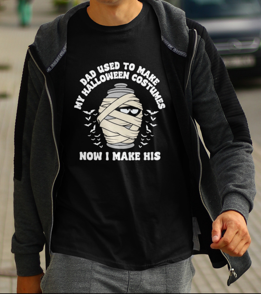Dad Used To Make My Halloween Costumes Now I Make His Mummy Urn And Bats T-Shirt