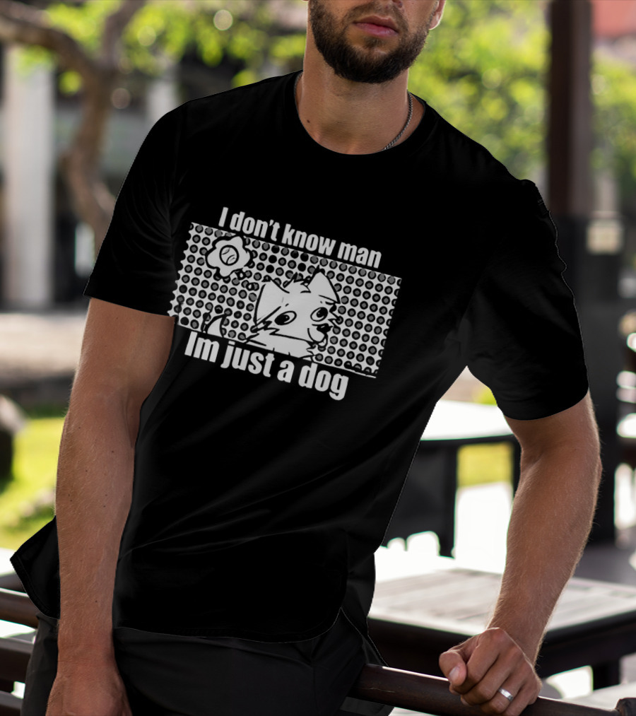 I Don't Know Man I'm Just A Dog Polka Dot Cartoon Face Flower T-Shirt
