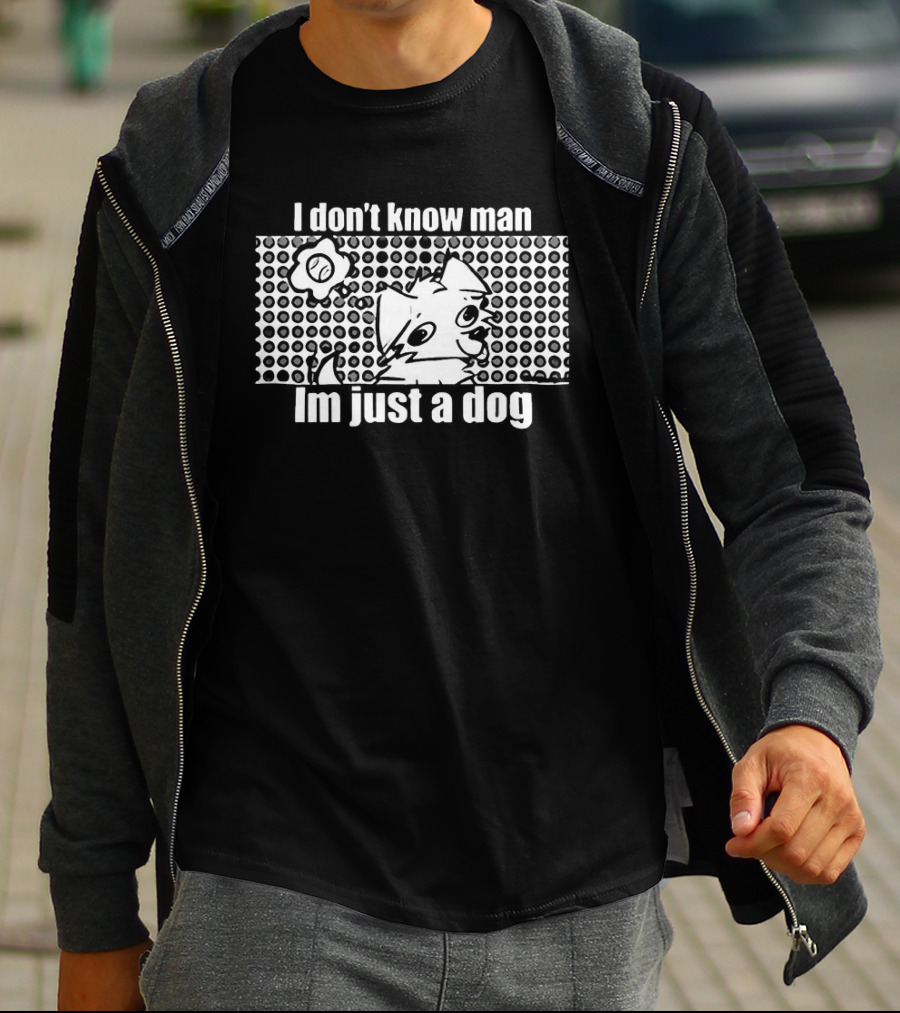 I Don't Know Man I'm Just A Dog Polka Dot Cartoon Face Flower T-Shirt