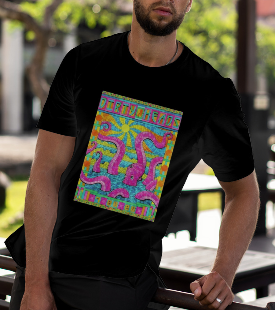 Dirty Heads Grand Rapids MI Acrisure Amphitheater July 28 2026 Psychedelic Octopus Sunburst T-Shirt
