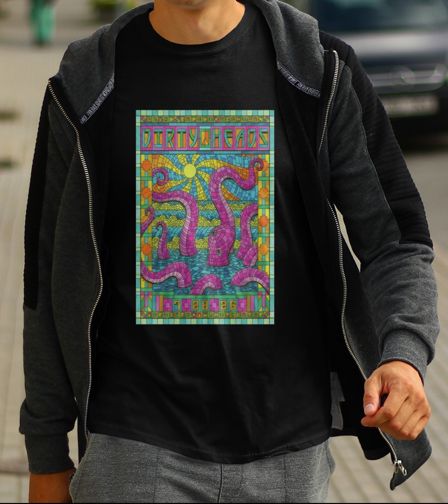 Grand Rapids Michigan Dirty Heads Concert 2026 Octopus Mosaic T-Shirt