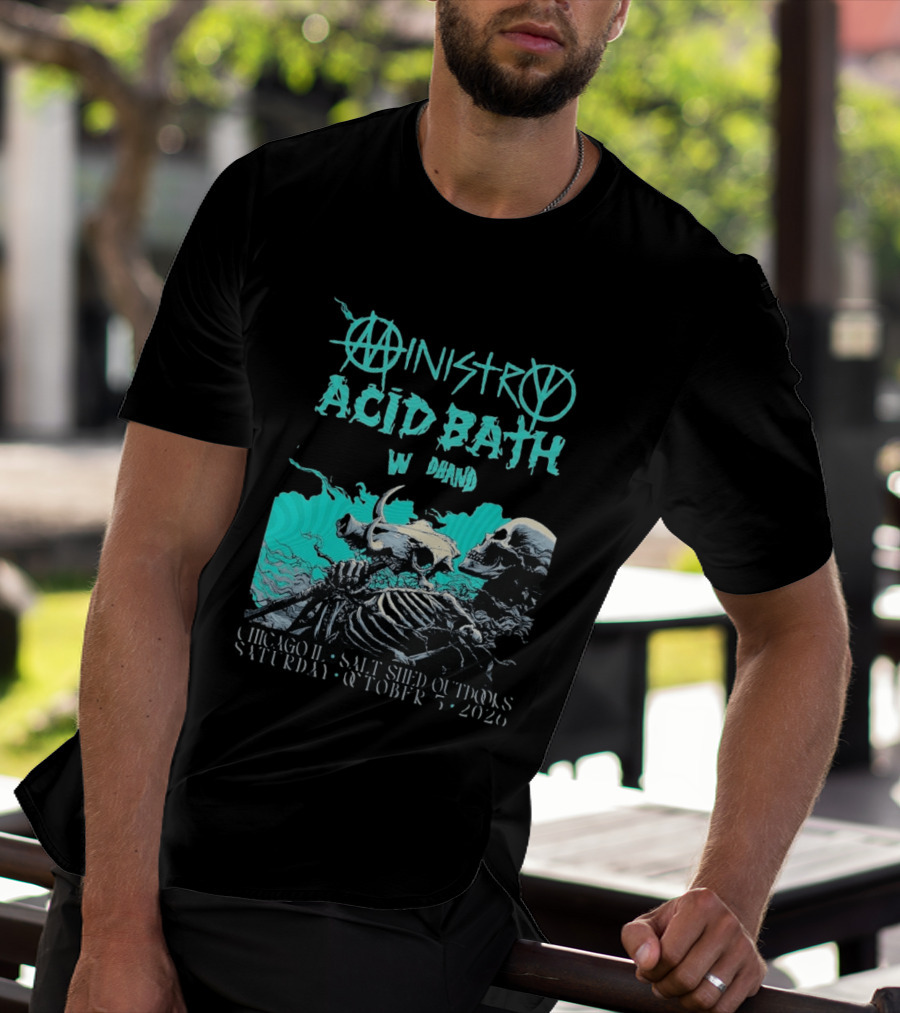 Ministry X Acid Bath Windhand Chicago IL Salt Shed Outdoors October 3 2026 Skeletons And Sea Monster T-Shirt