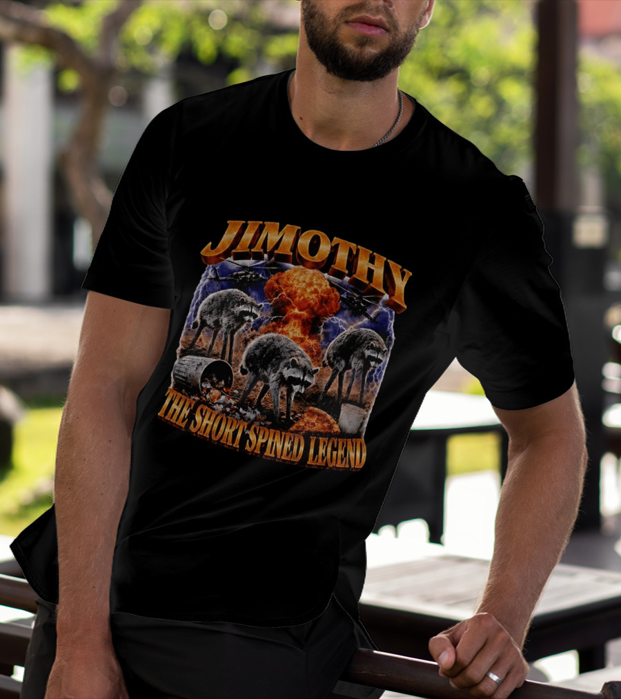 Jimothy Raccoon The Short Spined Legend Explosion With Helicopters And Trash Can T-Shirt