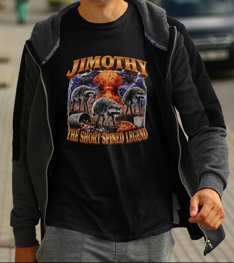 Jimothy Raccoon The Short Spined Legend Explosion With Helicopters And Trash Can T-Shirt