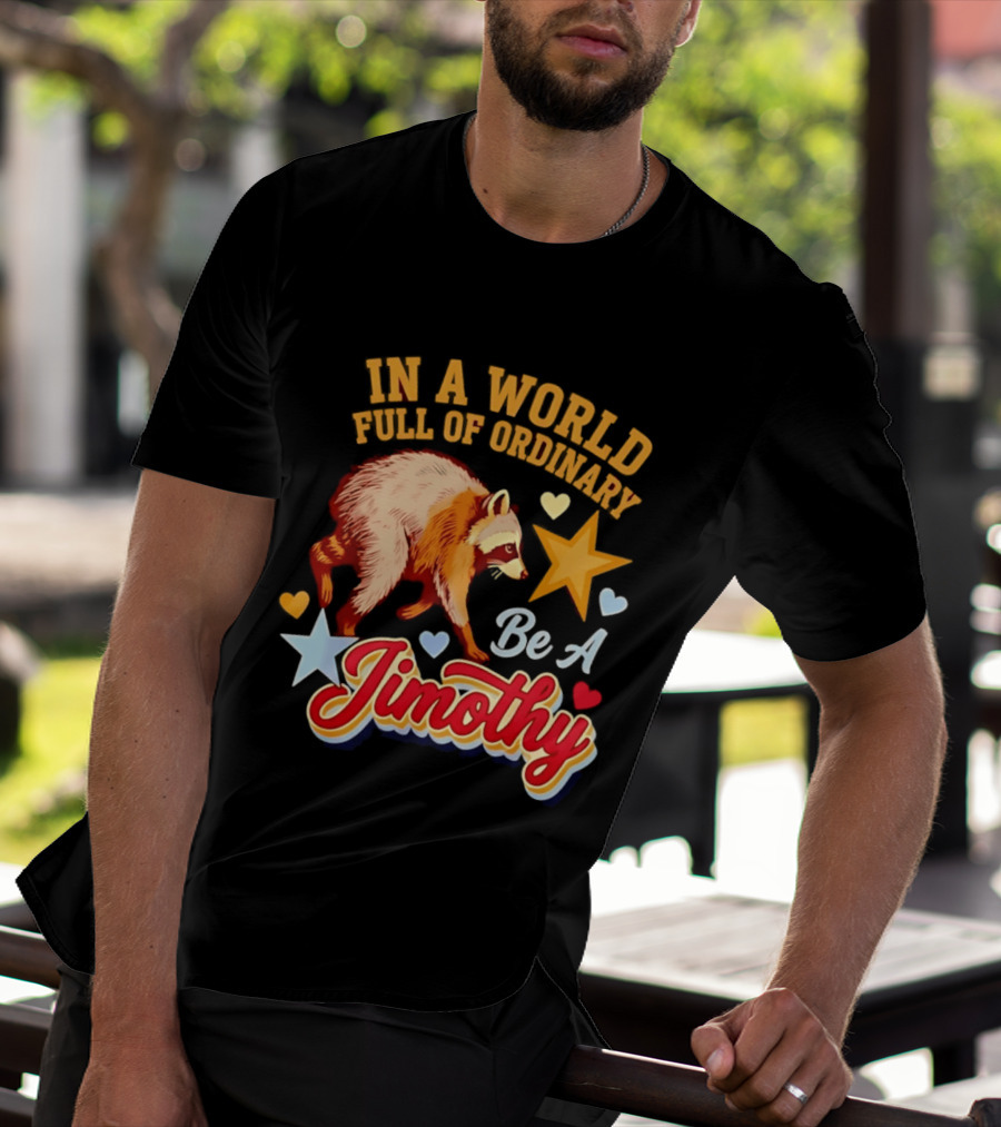 In A World Full Of Ordinary Be A Jimothy Raccoon Stars Hearts T-Shirt