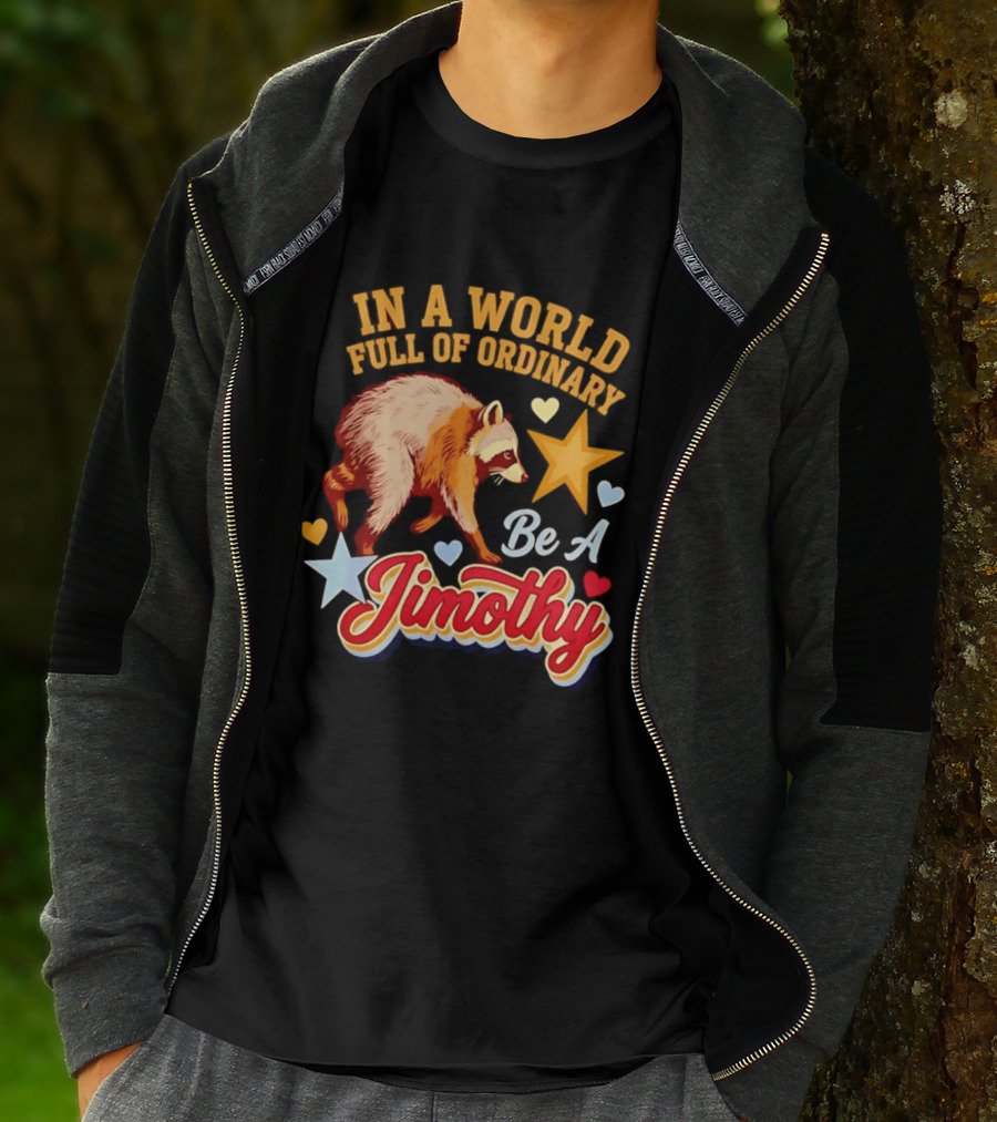 In A World Full Of Ordinary Be A Jimothy Raccoon Stars Hearts T-Shirt