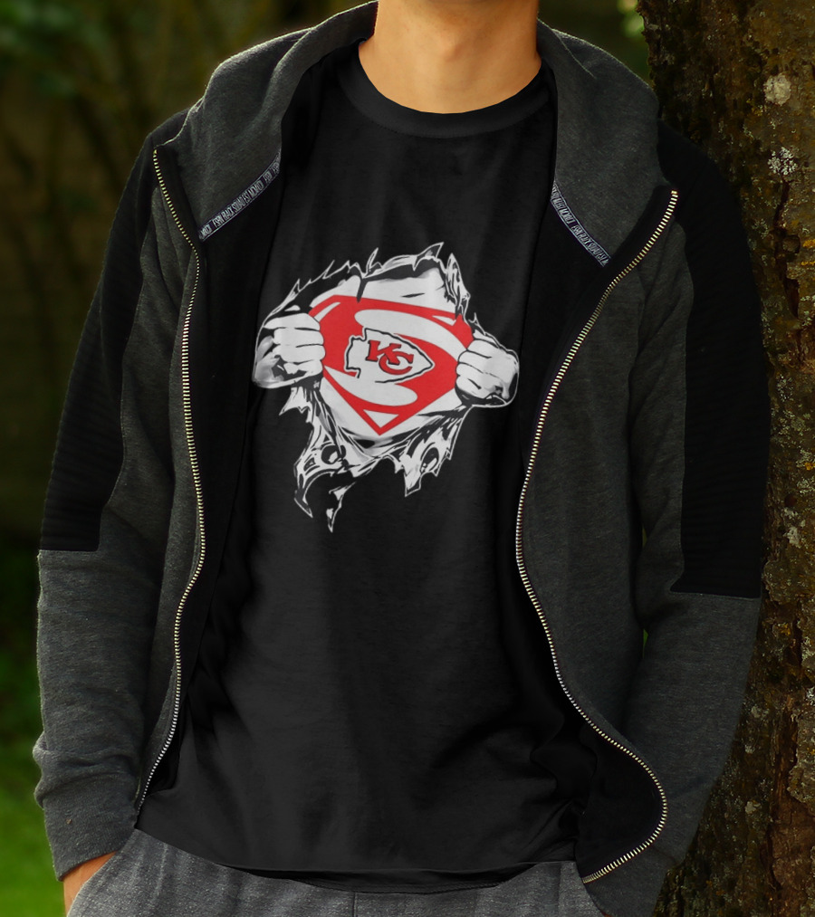 Kansas City Chiefs Superman Rip KC Logo Fan Pride T-Shirt