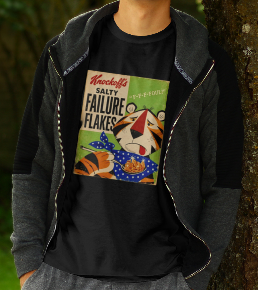 Knockoff's Salty Failure Flakes F F F Foul Sad Tiger Cartoon T-Shirt