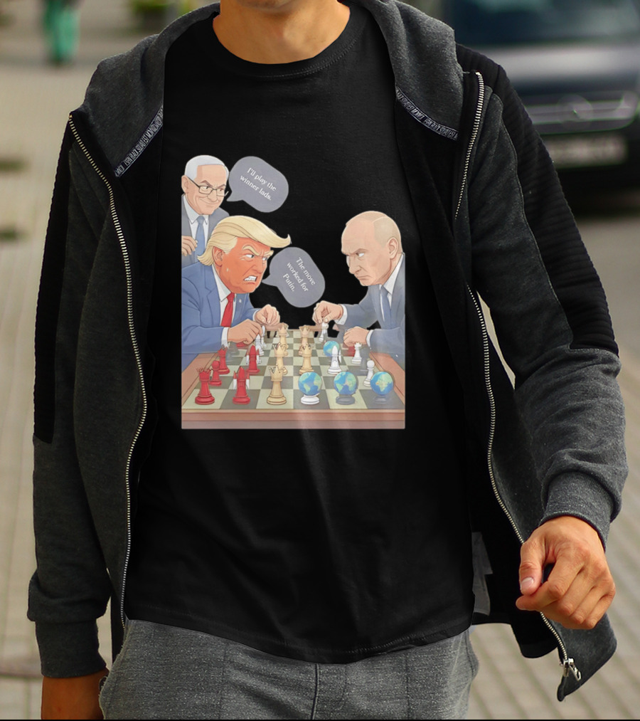 Political Chess Game Trump Putin World Leaders Cartoon T-Shirt