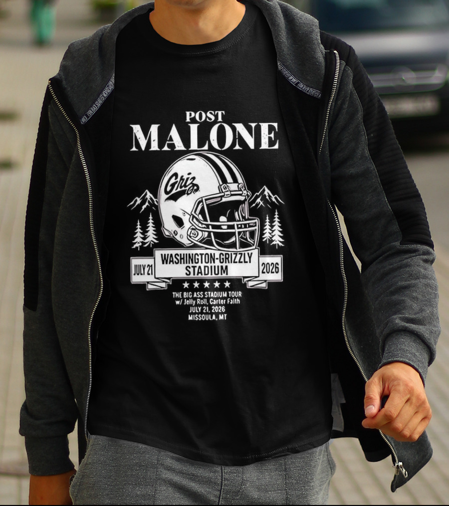 Post Malone Washington Grizzly Stadium Tour 2026 Montana Grizzlies Missoula July 2 T-Shirt