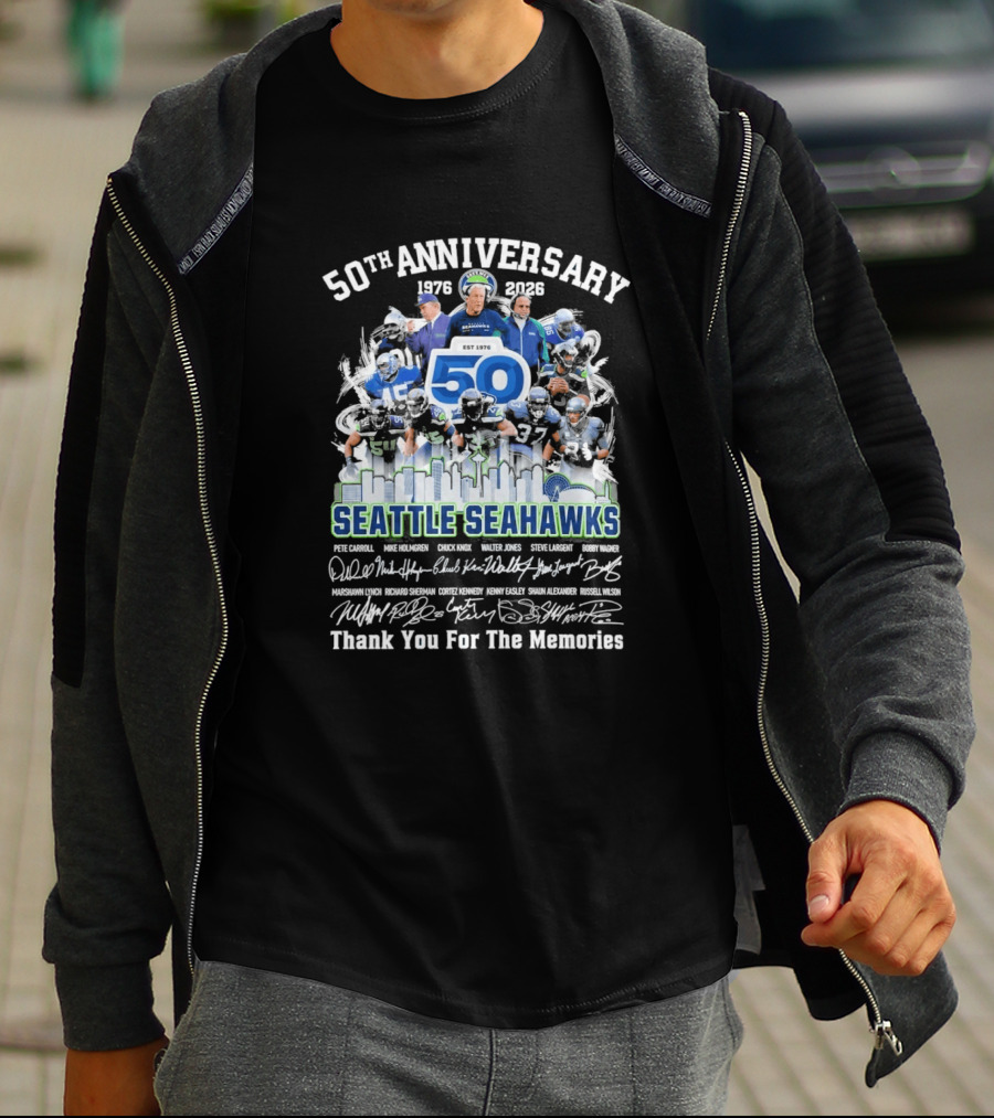 Seattle Seahawks 50th Anniversary 1976 2023 Thank You For The Memories T-Shirt