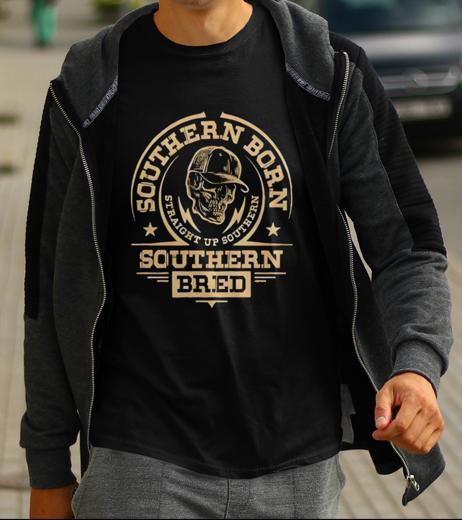 Southern Born Straight Up Southern Bred Skull Cap T-Shirt