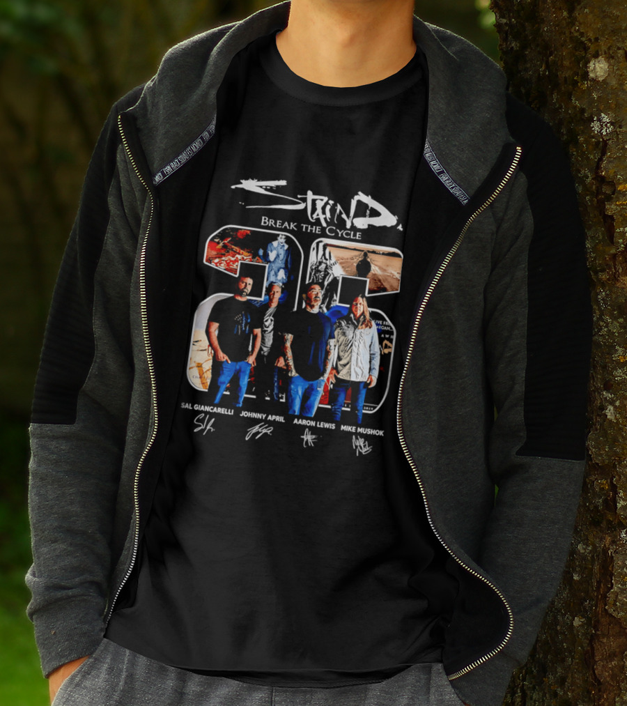 Staind Break The Cycle 25 Sal Giancarelli Johnny April Aaron Lewis Mike Mushok T-Shirt