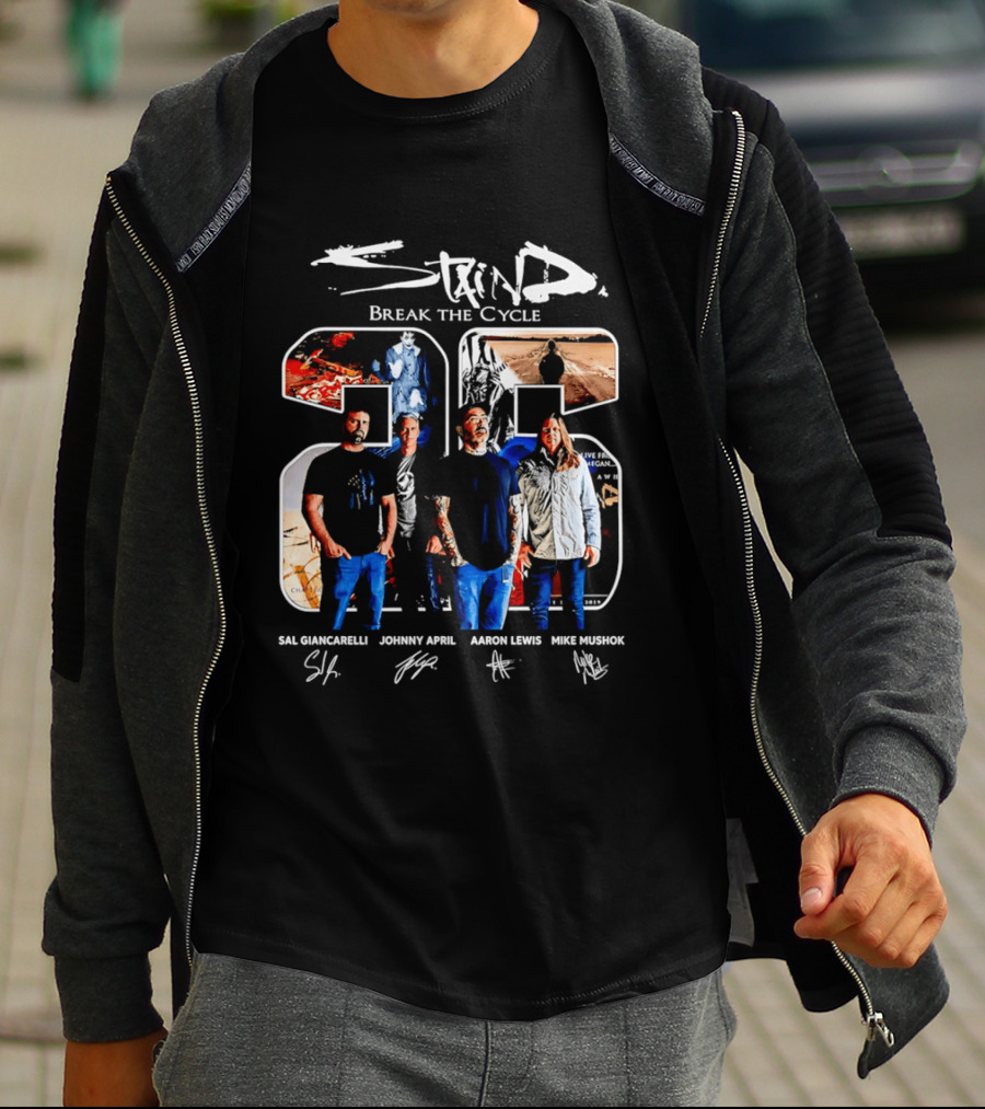 Staind Break The Cycle 25 Sal Giancarelli Johnny April Aaron Lewis Mike Mushok T-Shirt