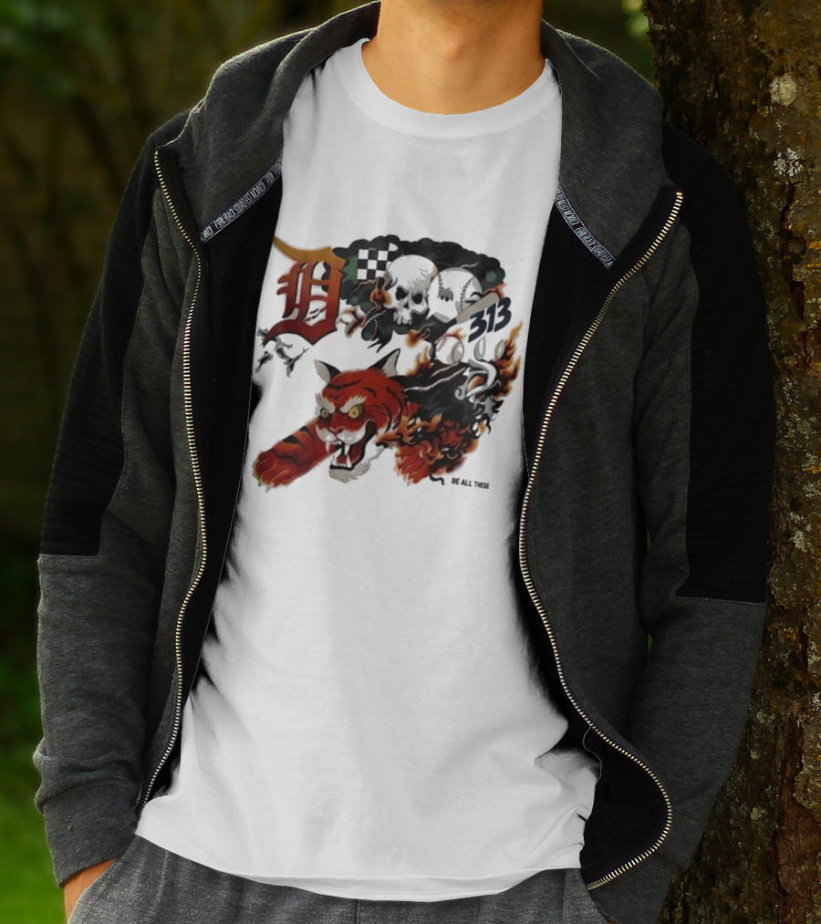 Detroit Tigers Boys & Girls Clubs Of Greater Detroit 313 Skulls Tiger Flame 2026 T-Shirt