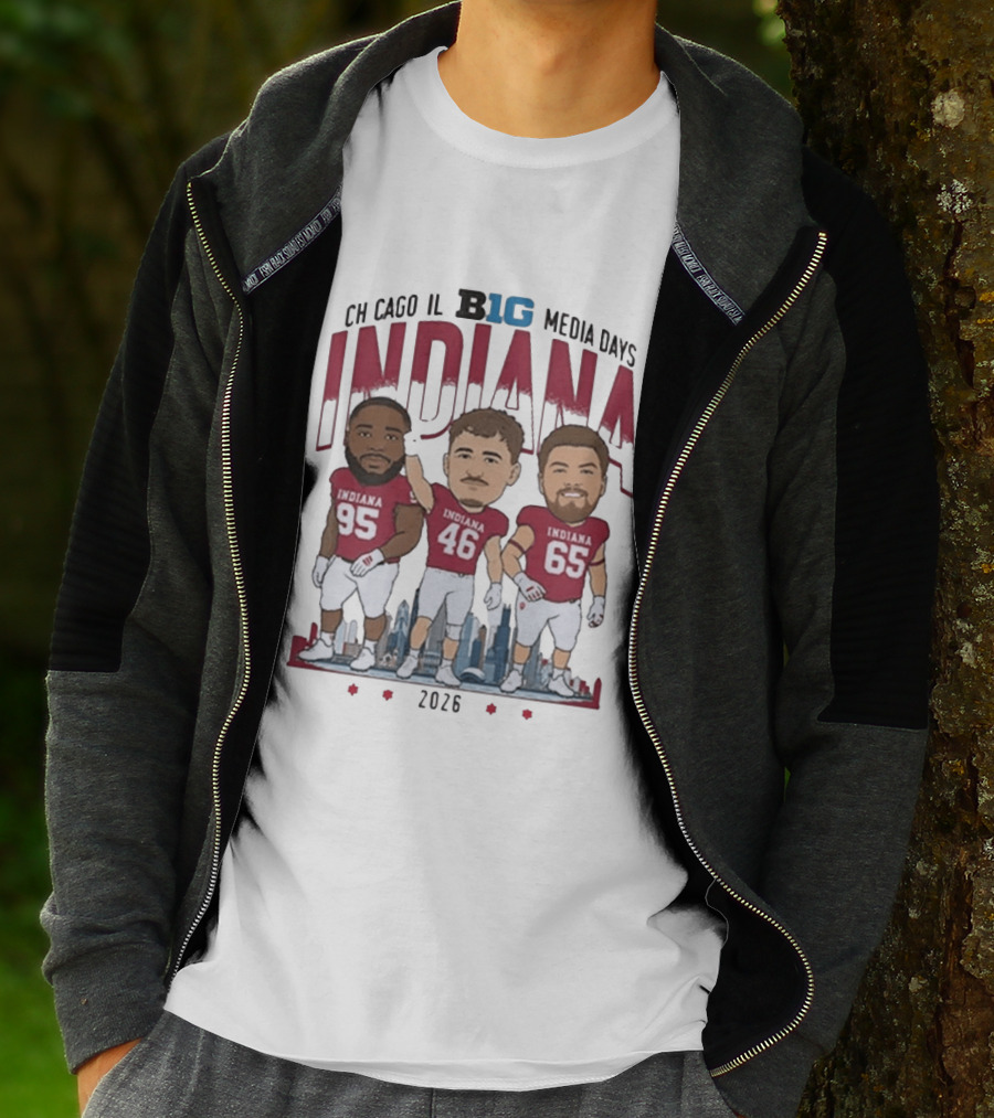 Indiana Hoosiers Big Ten Media Days 2026 Chicago Player Caricature T-Shirt