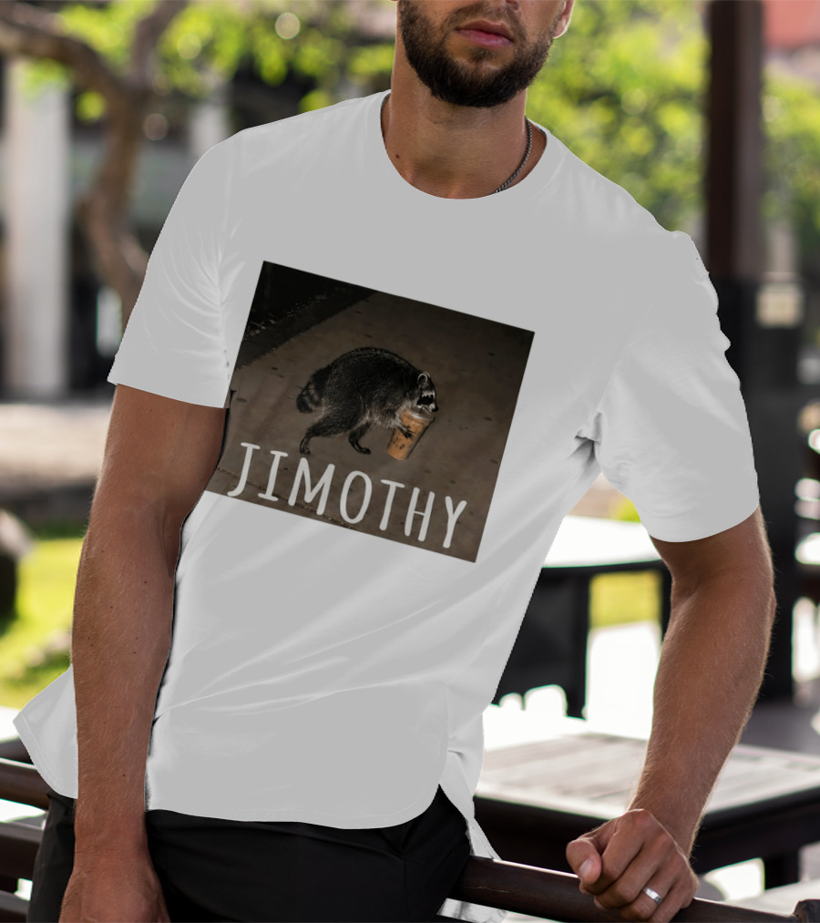 Jimothy Raccoon Carrying Iced Coffee Meme Animal Lover T-Shirt